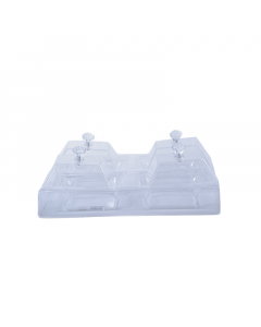 Acrylic dessert plate, divided into 6 squares