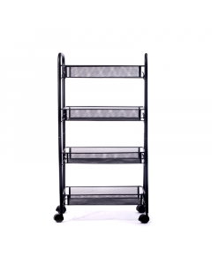 Mesh basket with 4-tier wheels, black