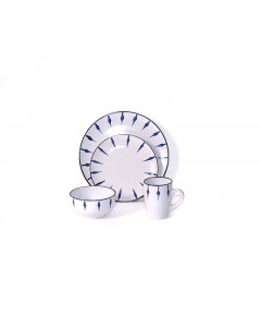 A 16 -piece white Dinner Set with blue engraving