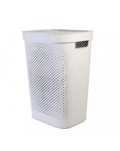 Plastic clothing basket with a cover