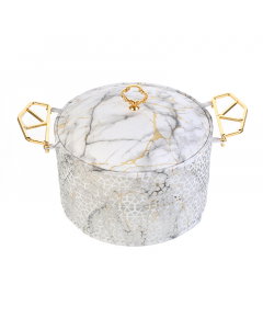 Porcelain serving tray with marble decoration 10.5 inch