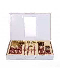 Spoon Bag 24 Pieces Red Gilded