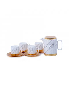 A teapot set + 4 cups and a marble tofir