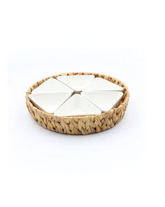 Porcelain serving plate is divided