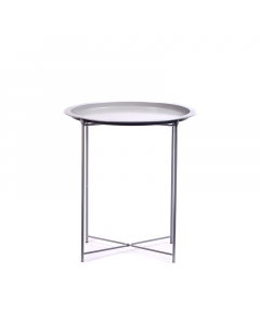 Gray circular serving table