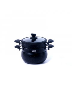 Black granite coated steam pot, 5 litres