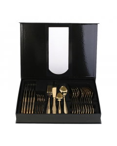 Spoon Bag 24 Pieces Gold Steel