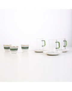 Set of 18 pieces  colored cups and cups
