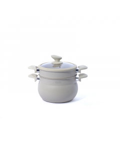 Beige granite coated steam pot, 5 litres