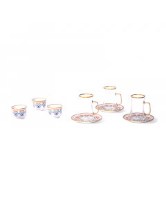 tea and cawcups 18 colored pieces