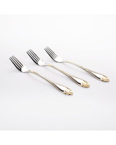 Stainless Steel forks set 6 pieces with golden engraving