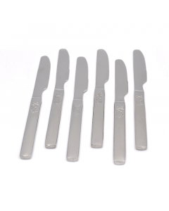 Steel knife set with silver engraving