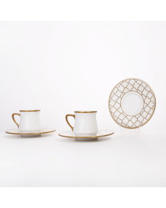 12-piece Turkish coffee cup set with golden pattern