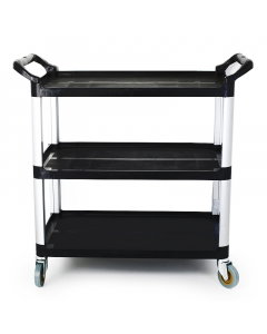 Large black plastic serving cart