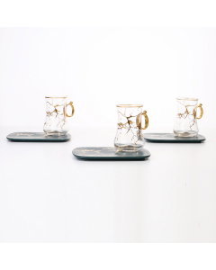 tea cups green pieces 12
