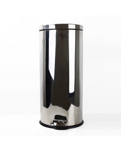 Steel trash can with foot pedal, 30 litres