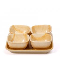 Serving plate, 18 cm, wooden, 5 pieces