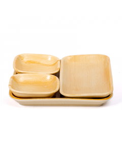 Serving plate, 23 cm, wooden, 4 pieces