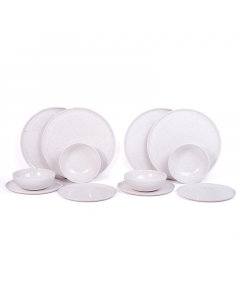 Melamine Dinner Set 12 Pieces White Dotted