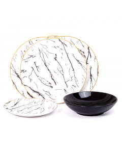 Dinner set 18 pieces black marble