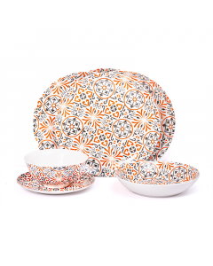 Dinner set 24 pieces orange gray pattern