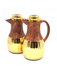 Laura Thermos set, dark wooden, gilded