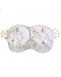 Porcelain serving tray with marble decoration two pieces 12 inches