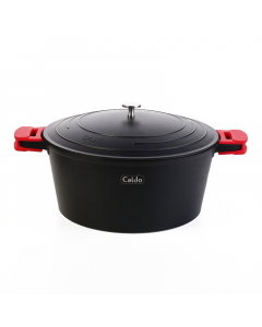 Aluminum pot with black cover size 32