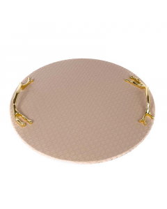 beige leather serving tray