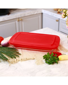 Rectangular glass oven tray with lid