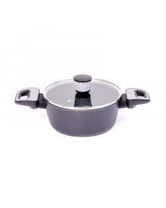 Non-stick coated saucepan with glass lid size 20