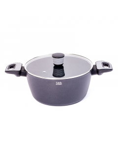 Non-stick coated saucepan with glass lid, size 26