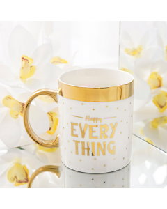 Porcelain mug with handle and cover