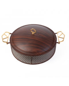 Porcelain serving tray with large wooden decor