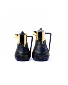Drip black gilded thermos set