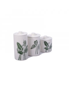 A set of 3-piece porcelain spice jars with a lid