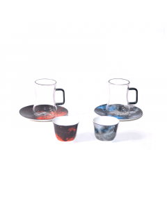 tea and cawcups 18 colored pieces