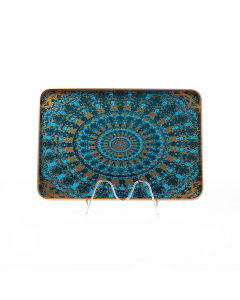 Medium rectangular gilt turquoise serving platter