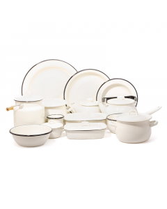Ukrainian dinner set 38 pieces white