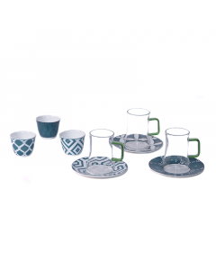 tea and cawcups 18 colored pieces