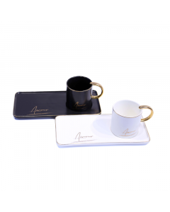 Porcelain cup and saucer set 2 pieces
