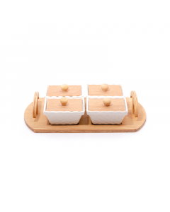 Set of nuts with a wooden base, 4 pieces