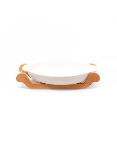 Ceramic plate with wood base