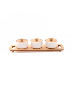 Set of nuts with a wooden base, 3 pieces