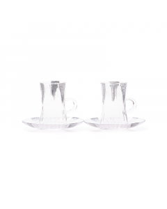 Set of 12 pieces silver glass tea cups