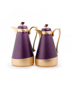 Welcome thermos set, 2 pieces, burgundy, matte and gilded