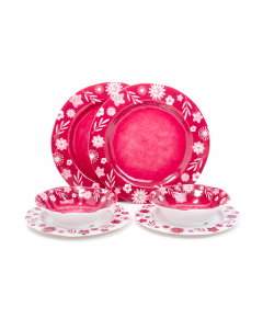 Melamine dinner set 18 pieces, red
