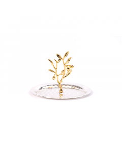 A golden silver oval Hala bag
