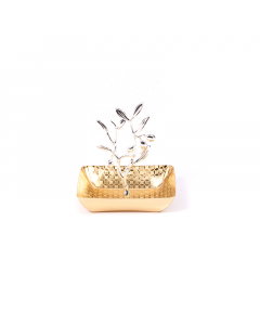 Sweet tray with a silver golden bag