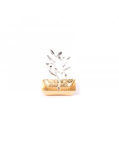 Sweet tray with a silver golden bag